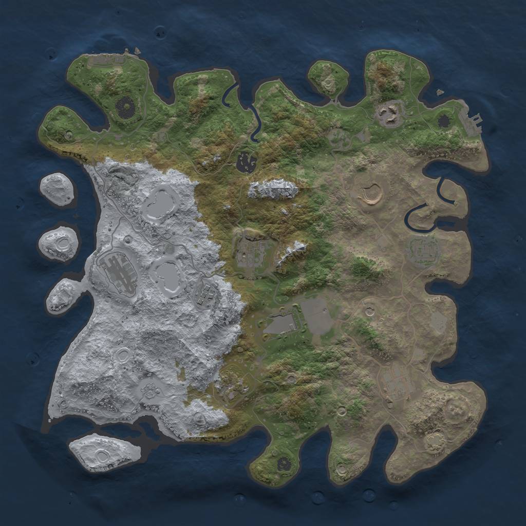 Rust Map: Procedural Map, Size: 3750, Seed: 39946958, 18 Monuments