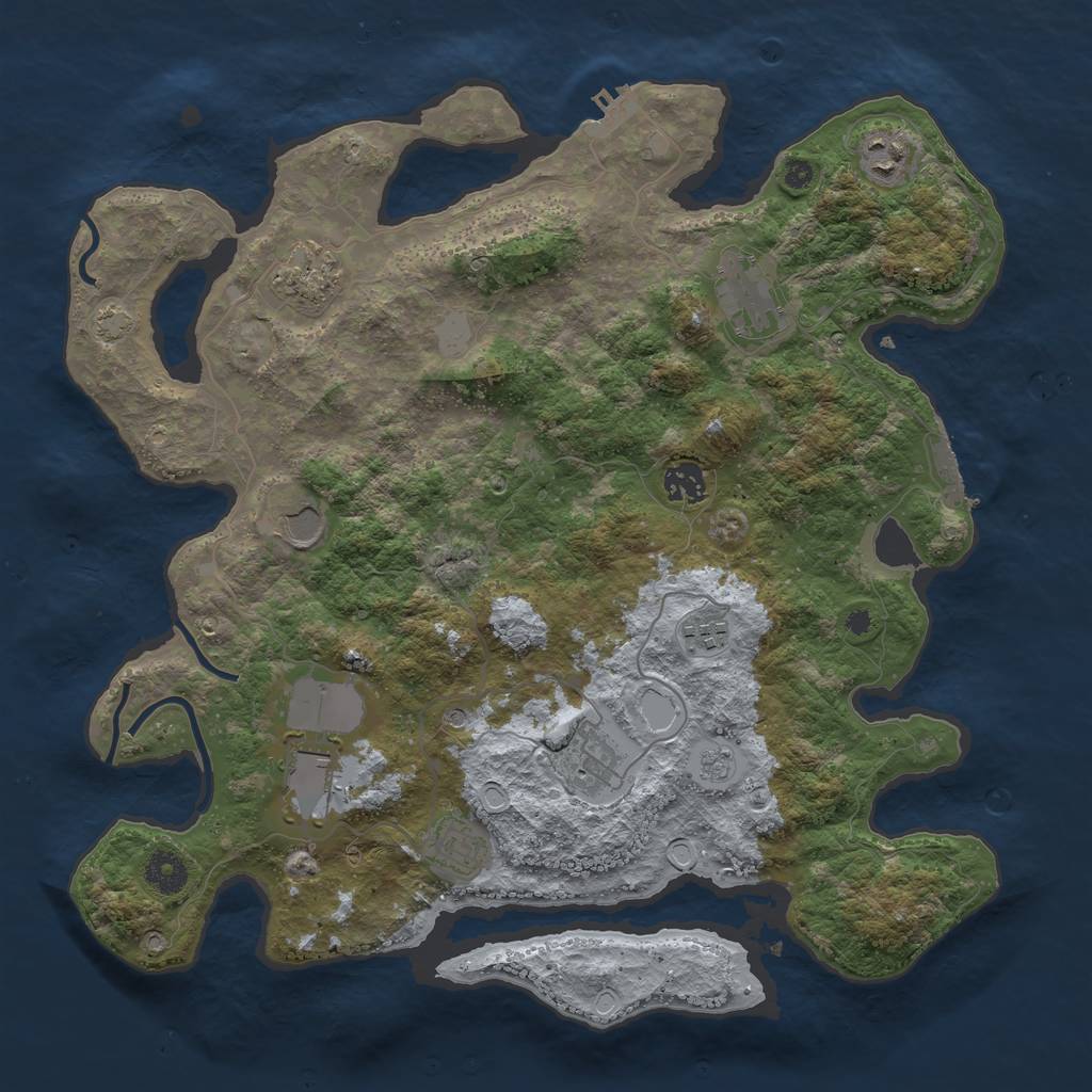 Rust Map: Procedural Map, Size: 3850, Seed: 8030099, 17 Monuments