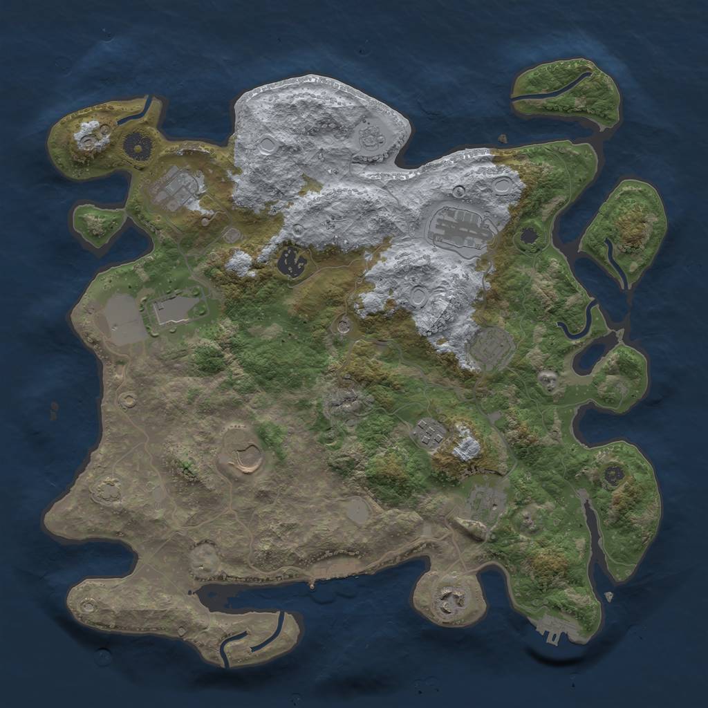 Rust Map: Procedural Map, Size: 3700, Seed: 87723193, 17 Monuments