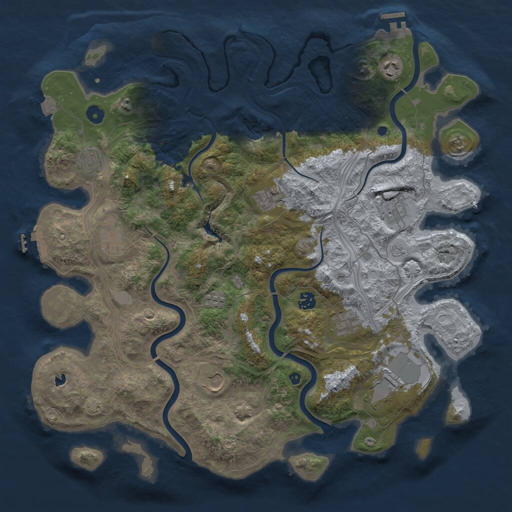 Rust Map: Procedural Map, Size: 4250, Seed: 533346842, 16 Monuments