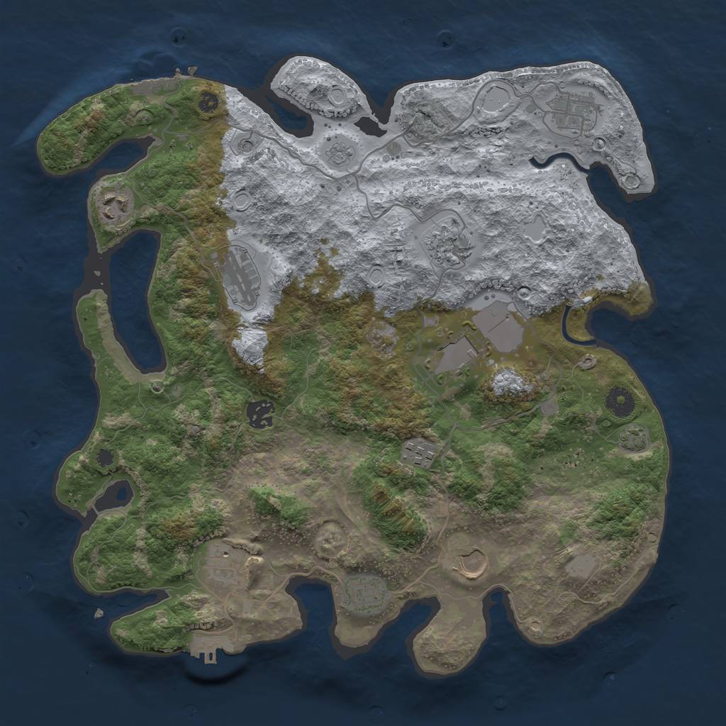 Rust Map: Procedural Map, Size: 3700, Seed: 45006909, 18 Monuments