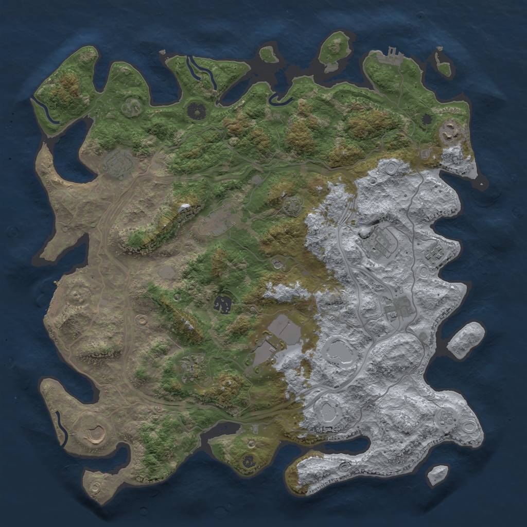 Rust Map: Procedural Map, Size: 4300, Seed: 88234774, 18 Monuments