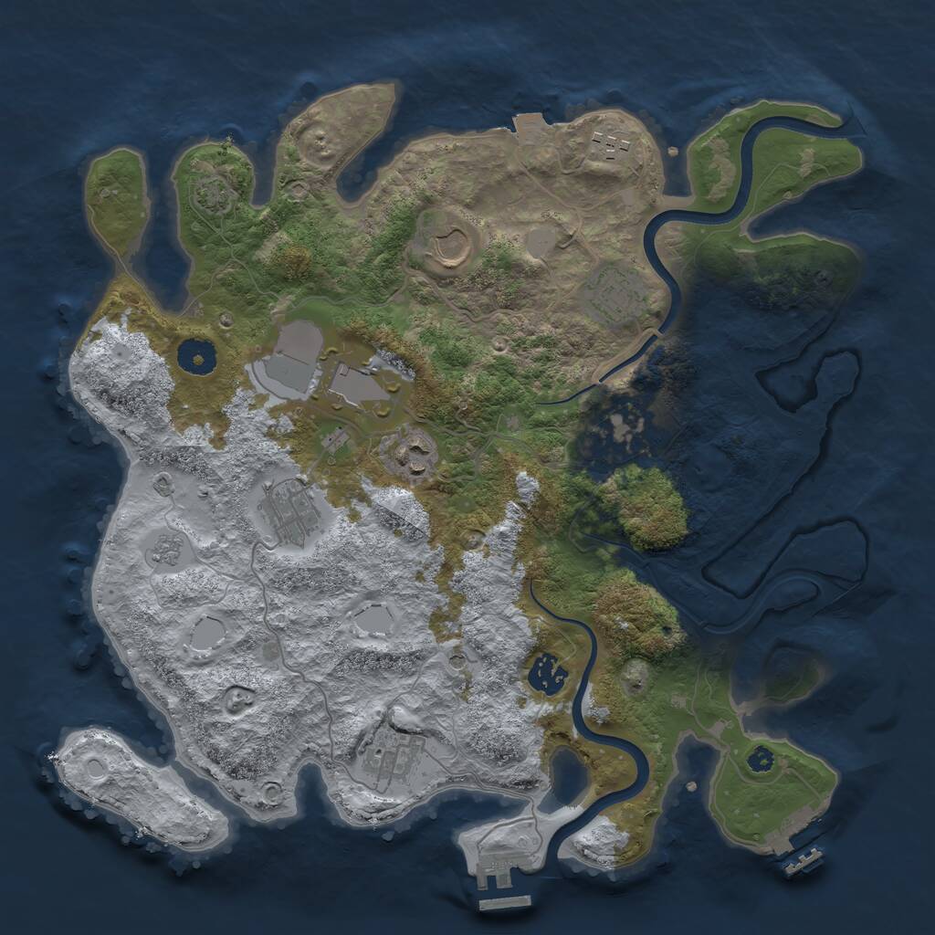 Rust Map: Procedural Map, Size: 3650, Seed: 53422549, 15 Monuments