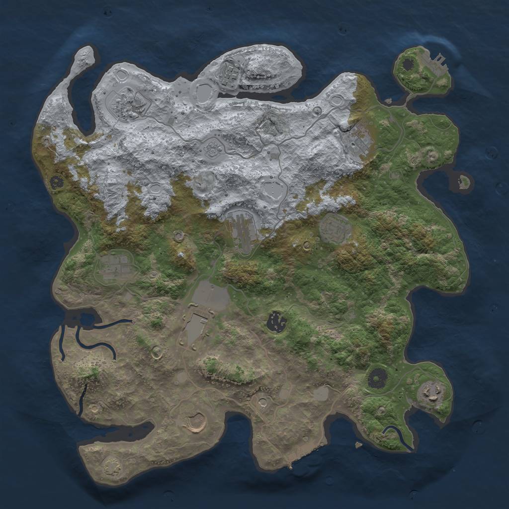 Rust Map: Procedural Map, Size: 3800, Seed: 42165792, 18 Monuments