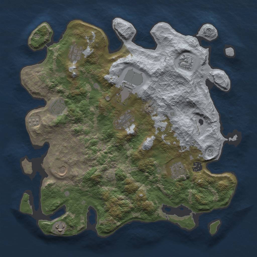 Rust Map: Barren, Size: 3800, Seed: 92912529, 14 Monuments