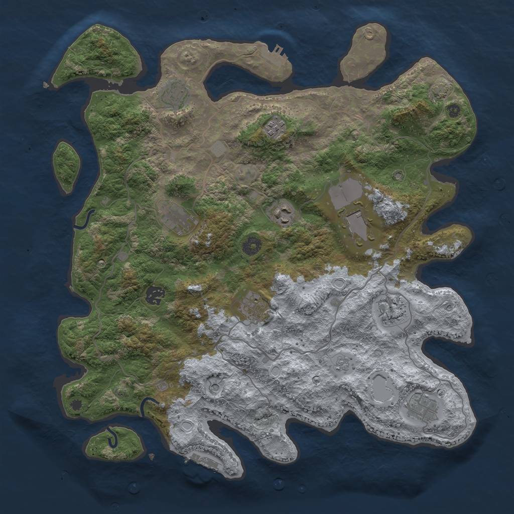 Rust Map: Procedural Map, Size: 4000, Seed: 36293389, 17 Monuments
