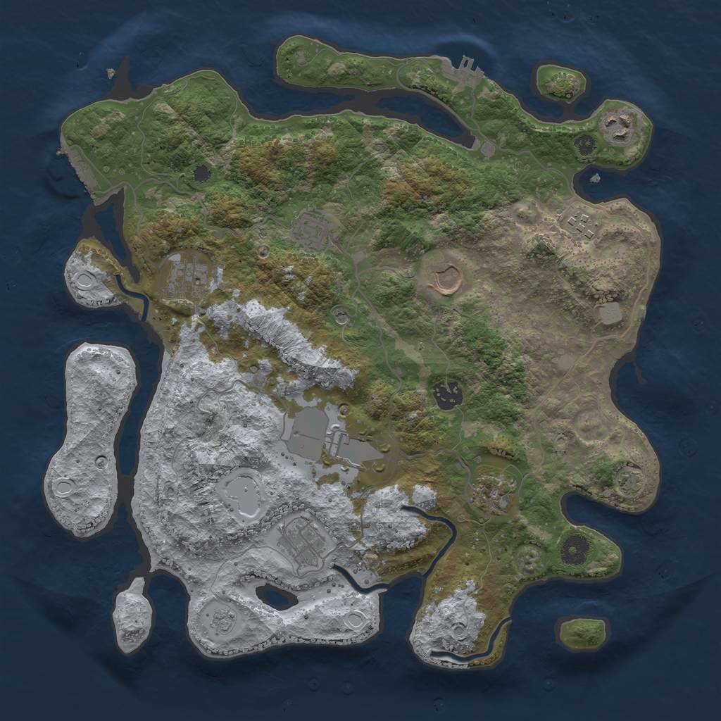 Rust Map: Procedural Map, Size: 3700, Seed: 62315382, 17 Monuments