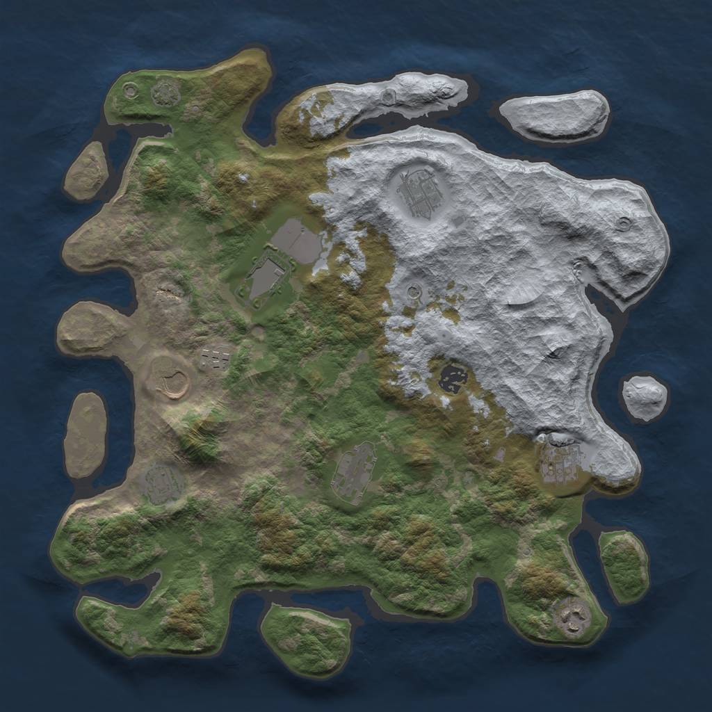 Rust Map: Barren, Size: 3850, Seed: 27707693, 13 Monuments