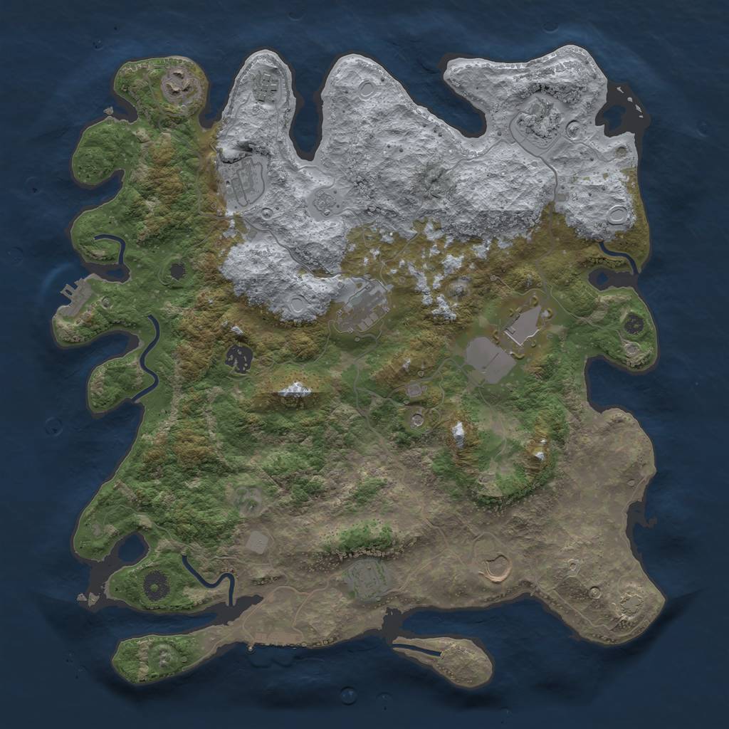 Rust Map: Procedural Map, Size: 3950, Seed: 97438551, 17 Monuments