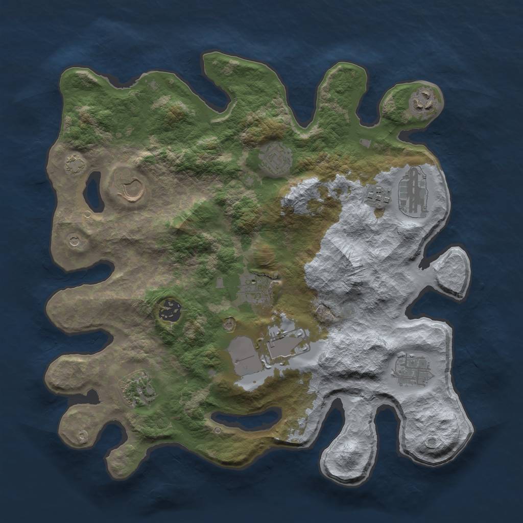 Rust Map: Barren, Size: 3500, Seed: 49193820, 14 Monuments
