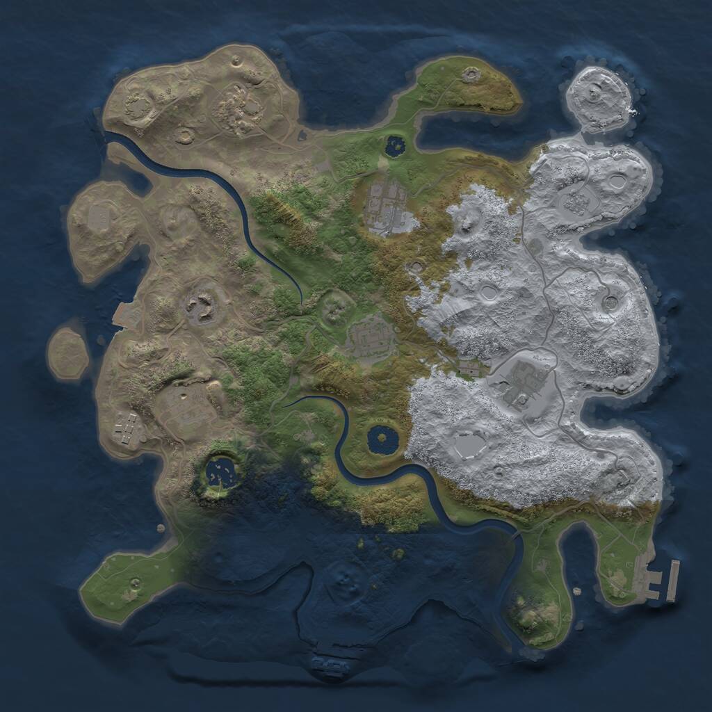 Rust Map: Procedural Map, Size: 3450, Seed: 78929768, 14 Monuments