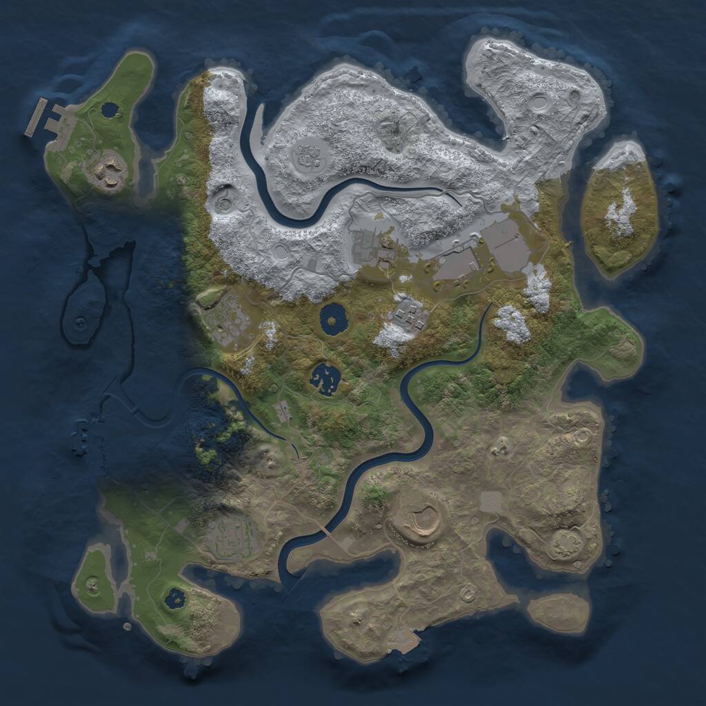 Rust Map: Procedural Map, Size: 3500, Seed: 551, 14 Monuments