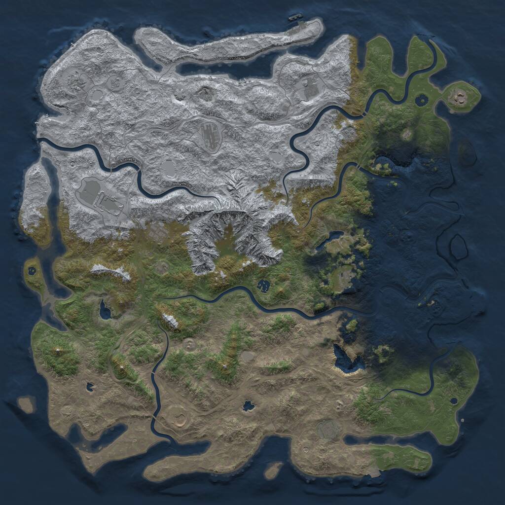 Rust Map: Procedural Map, Size: 6000, Seed: 867837152, 17 Monuments