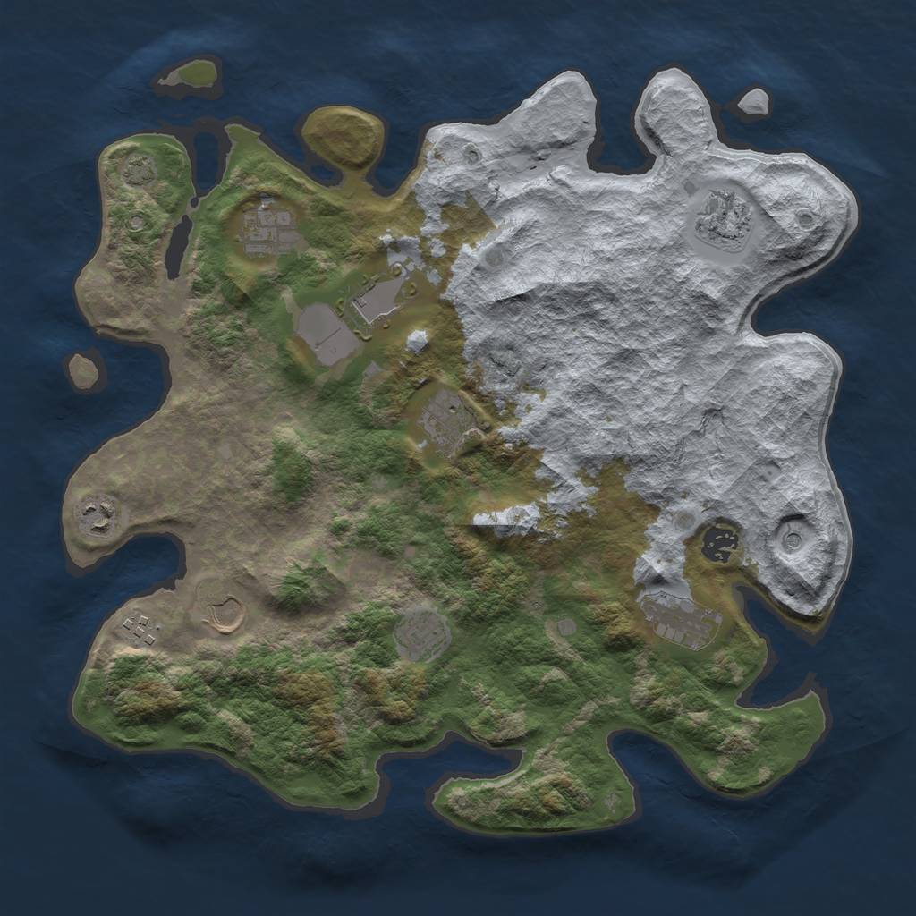 Rust Map: Barren, Size: 3850, Seed: 56053665, 14 Monuments