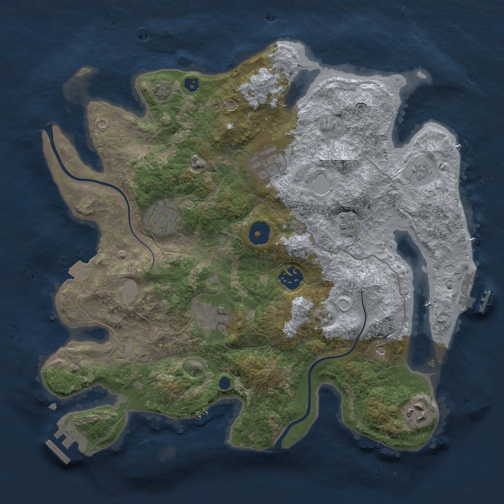 Rust Map: Procedural Map, Size: 3400, Seed: 53005964, 12 Monuments