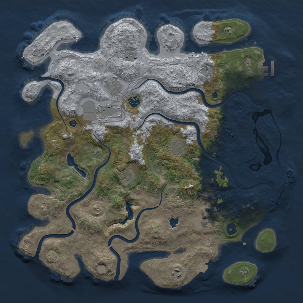 Rust Map: Procedural Map, Size: 4100, Seed: 28066358, 14 Monuments