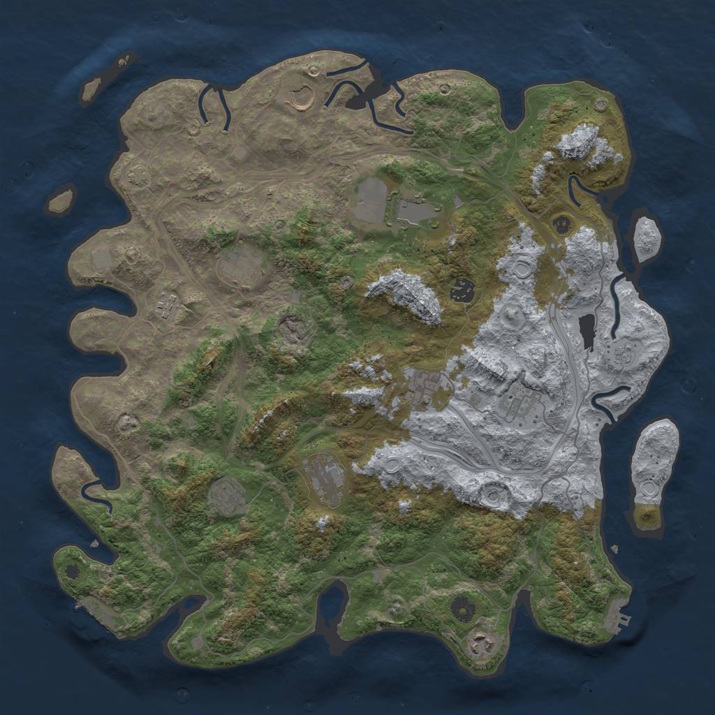 Rust Map: Procedural Map, Size: 4300, Seed: 68598625, 18 Monuments