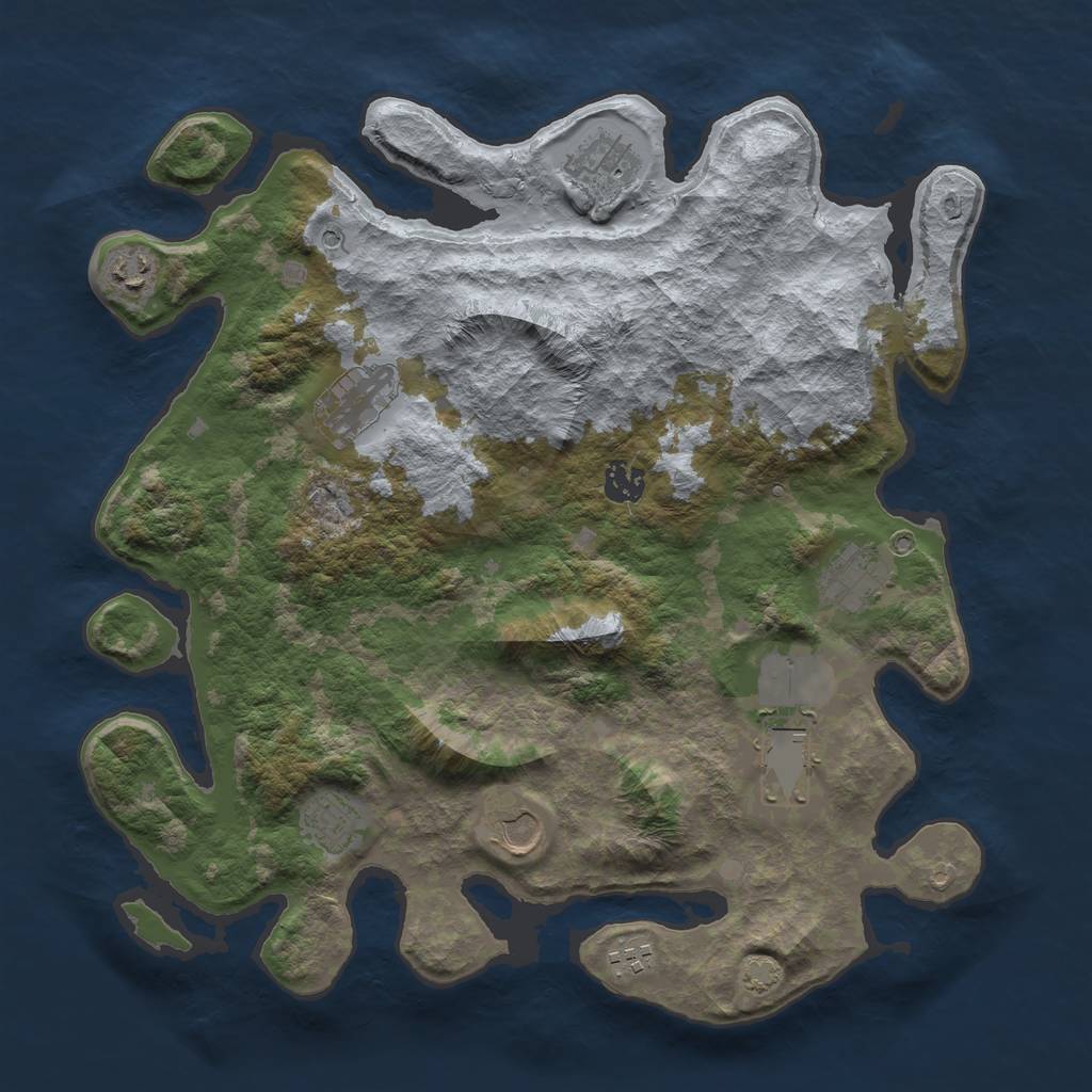 Rust Map: Barren, Size: 3800, Seed: 85020184, 13 Monuments