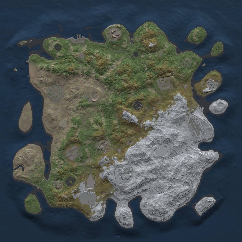 Rust Map: Procedural Map, Size: 3800, Seed: 66768022, 18 Monuments