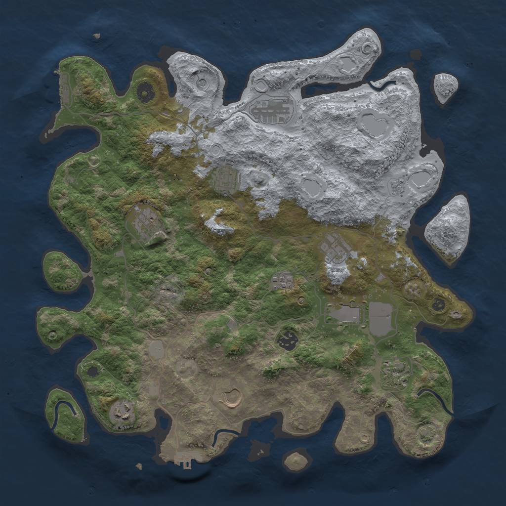 Rust Map: Procedural Map, Size: 3950, Seed: 25791230, 18 Monuments