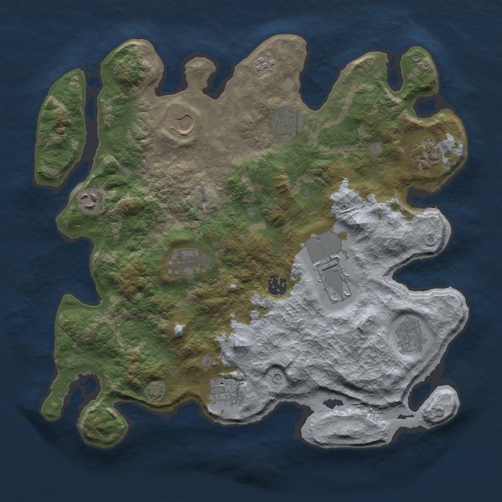 Rust Map: Barren, Size: 3800, Seed: 96350116, 14 Monuments