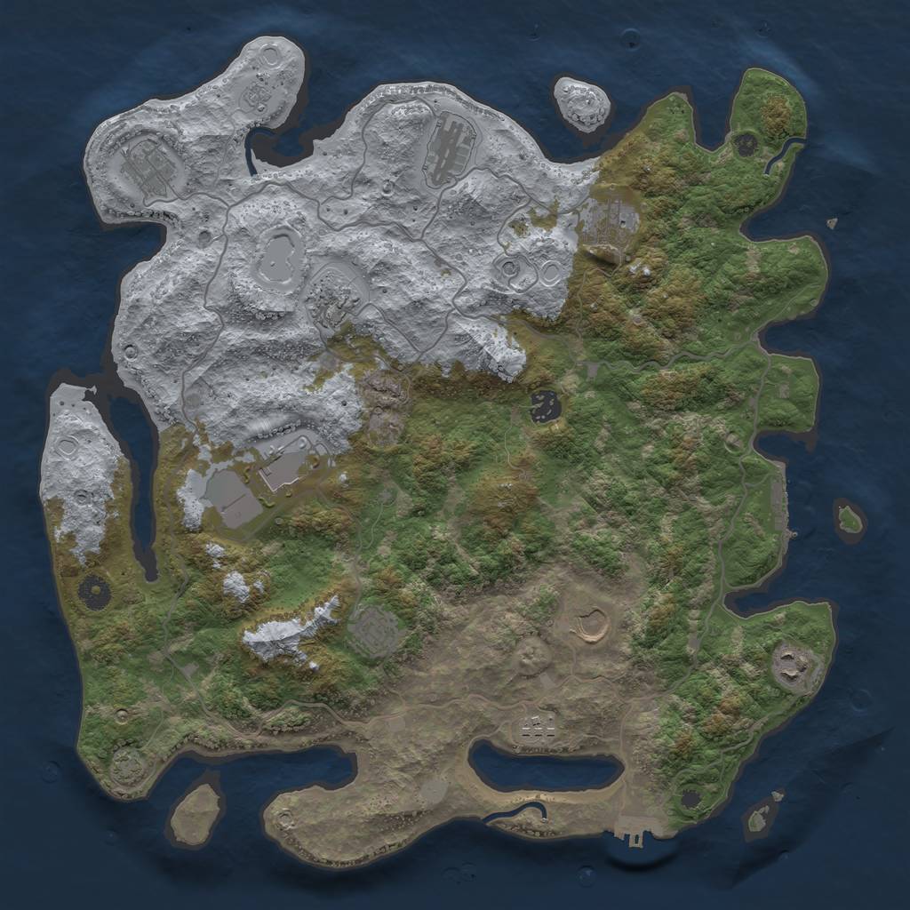 Rust Map: Procedural Map, Size: 4100, Seed: 2292098, 18 Monuments