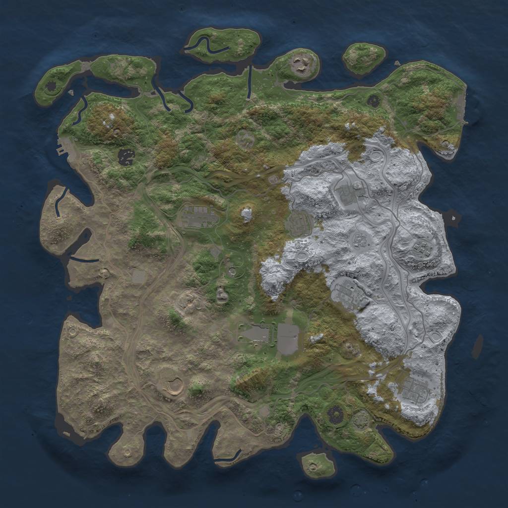 Rust Map: Procedural Map, Size: 4300, Seed: 67320621, 18 Monuments