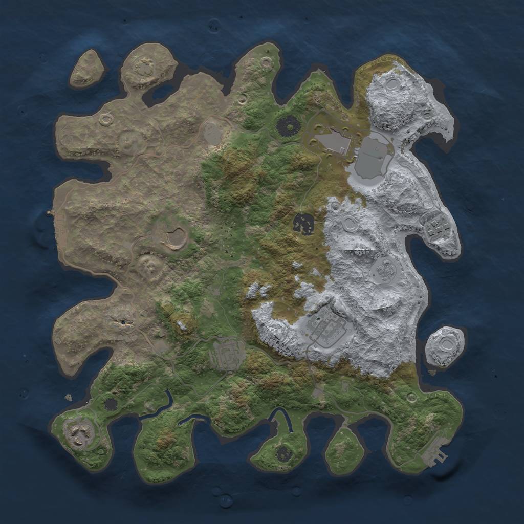 Rust Map: Procedural Map, Size: 3500, Seed: 88172428, 14 Monuments