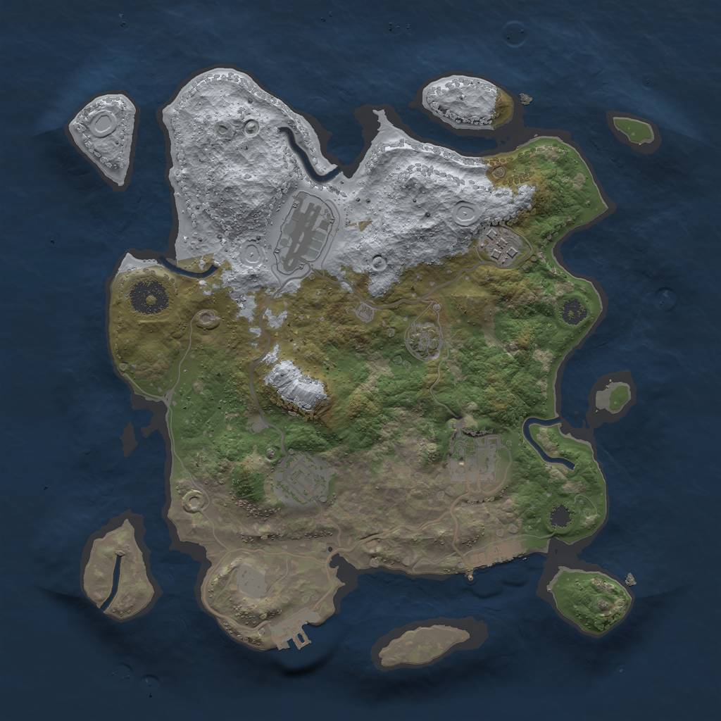 Rust Map: Procedural Map, Size: 3000, Seed: 273168, 10 Monuments