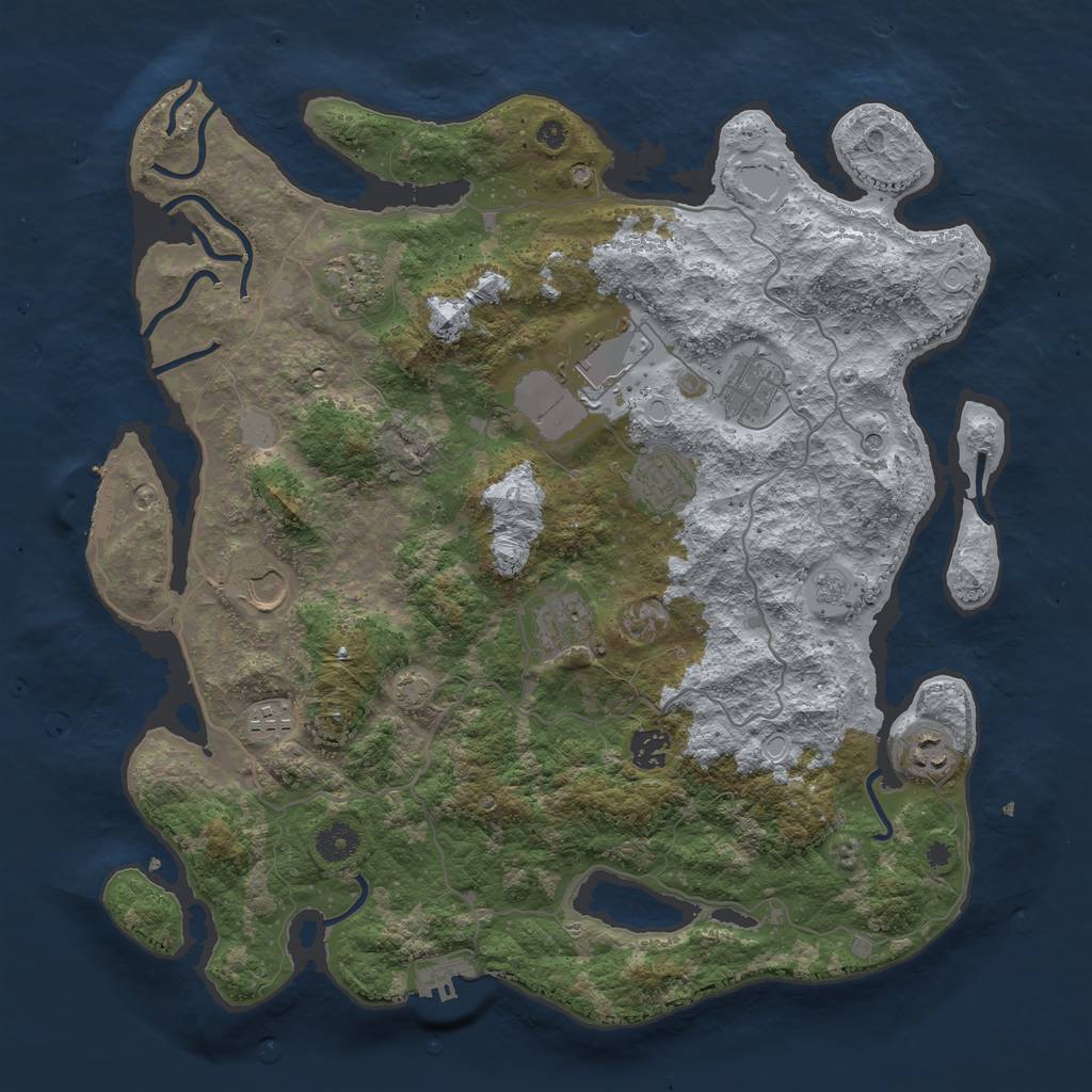 Rust Map: Procedural Map, Size: 4000, Seed: 534568654, 17 Monuments