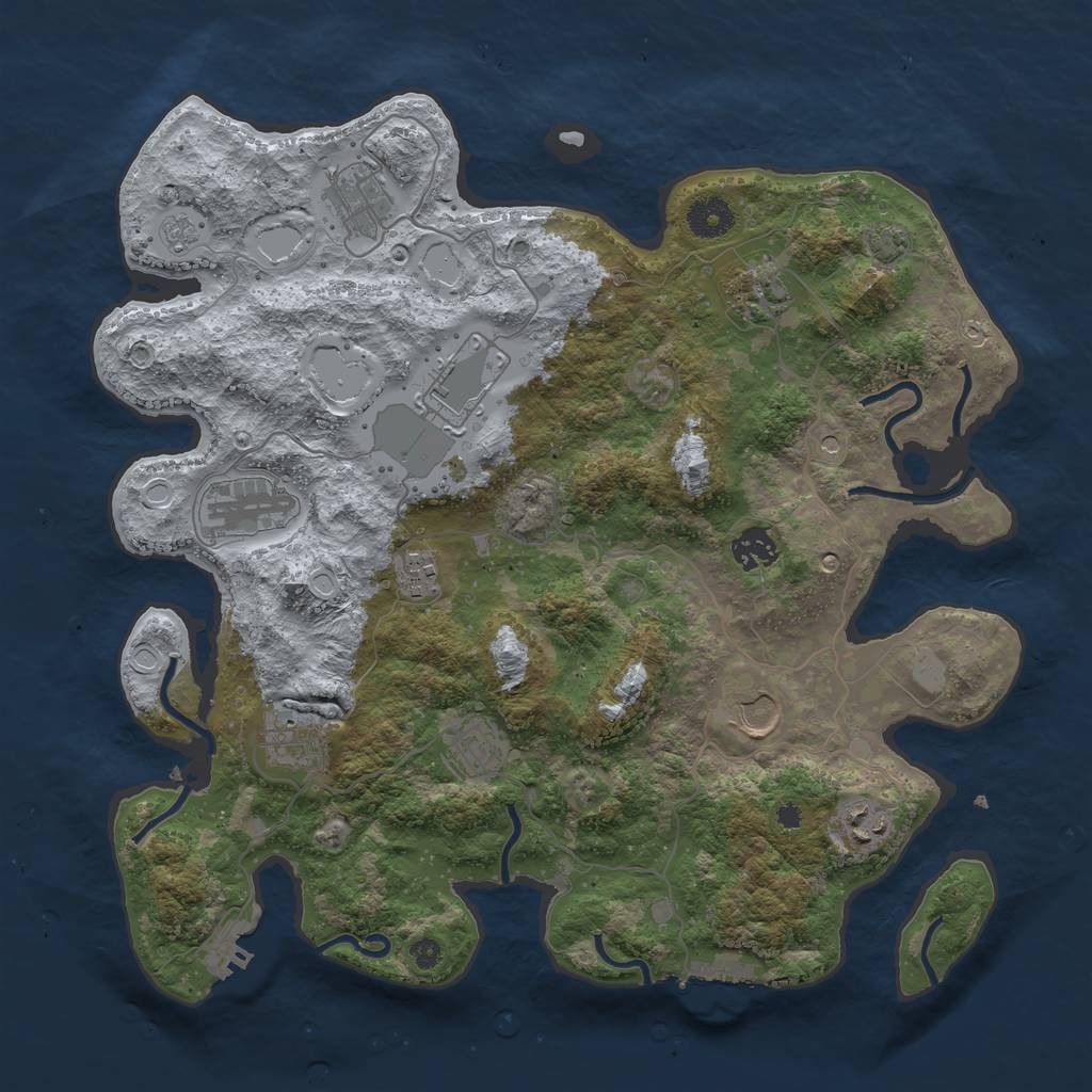 Rust Map: Procedural Map, Size: 3750, Seed: 55676761, 18 Monuments