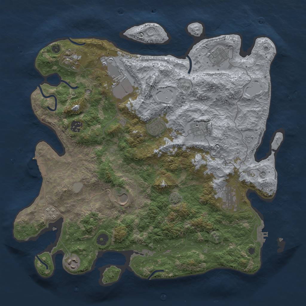 Rust Map: Procedural Map, Size: 3900, Seed: 14628615, 18 Monuments