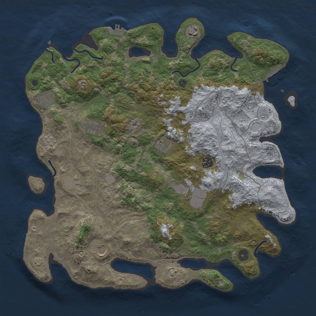 Rust Map: Procedural Map, Size: 4250, Seed: 837274776, 17 Monuments