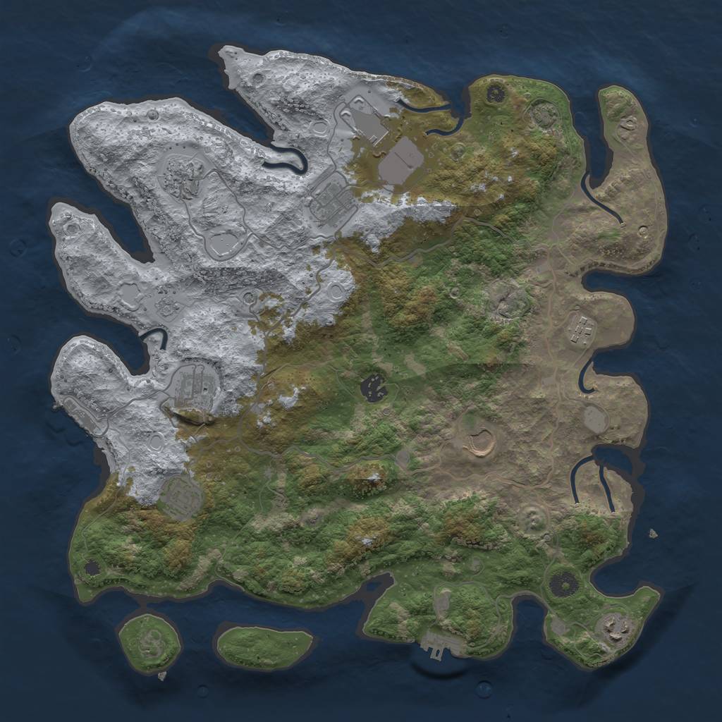 Rust Map: Procedural Map, Size: 4000, Seed: 628568801, 17 Monuments