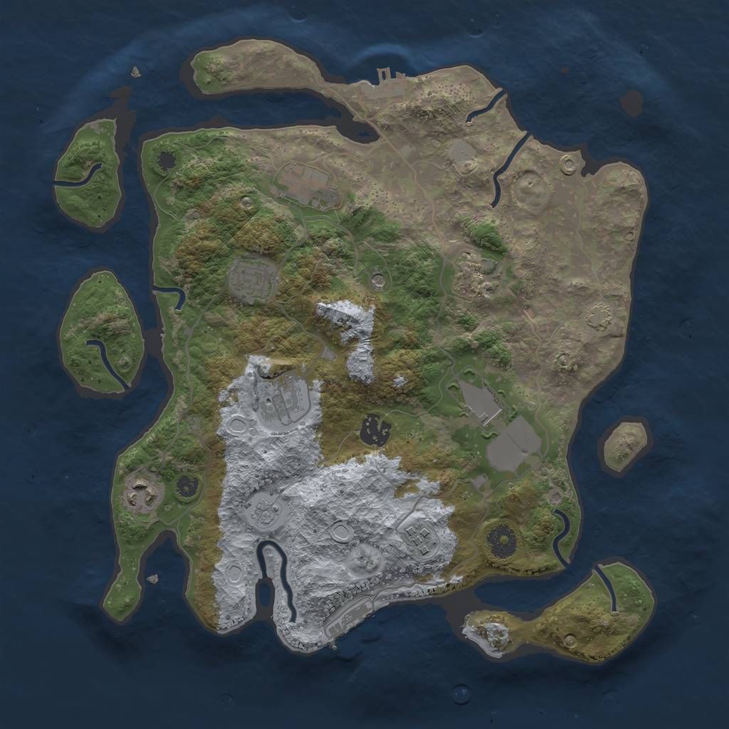 Rust Map: Procedural Map, Size: 3500, Seed: 139885587, 16 Monuments