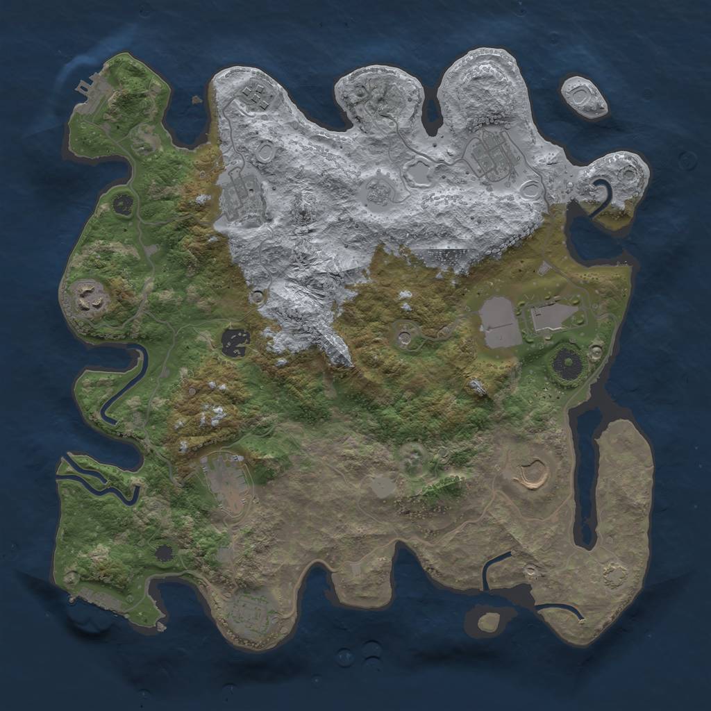 Rust Map: Procedural Map, Size: 3600, Seed: 221774484, 17 Monuments