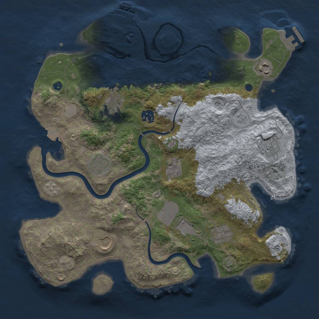 Rust Map: Procedural Map, Size: 3600, Seed: 90485947, 16 Monuments