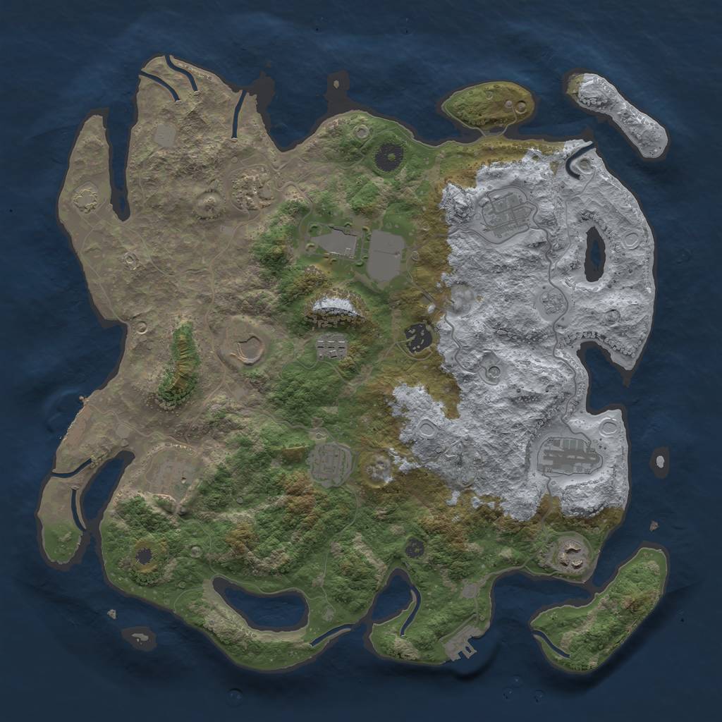 Rust Map: Procedural Map, Size: 3850, Seed: 41336353, 18 Monuments