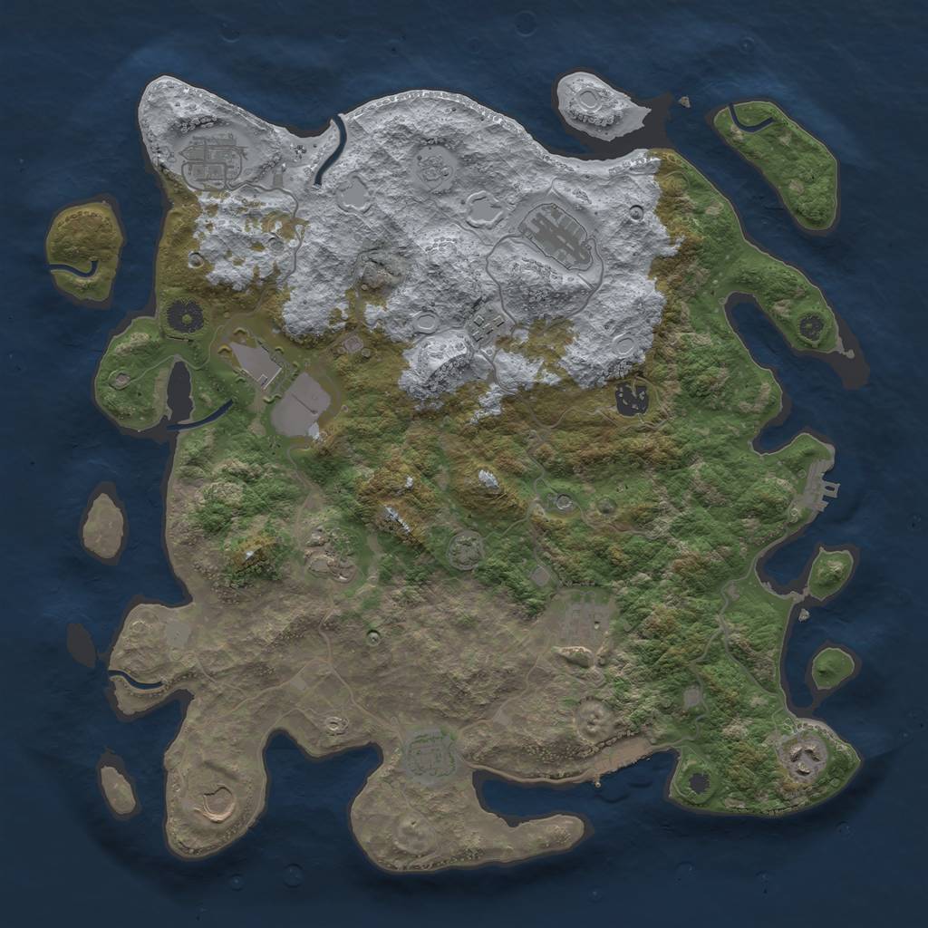 Rust Map: Procedural Map, Size: 3950, Seed: 52027851, 18 Monuments