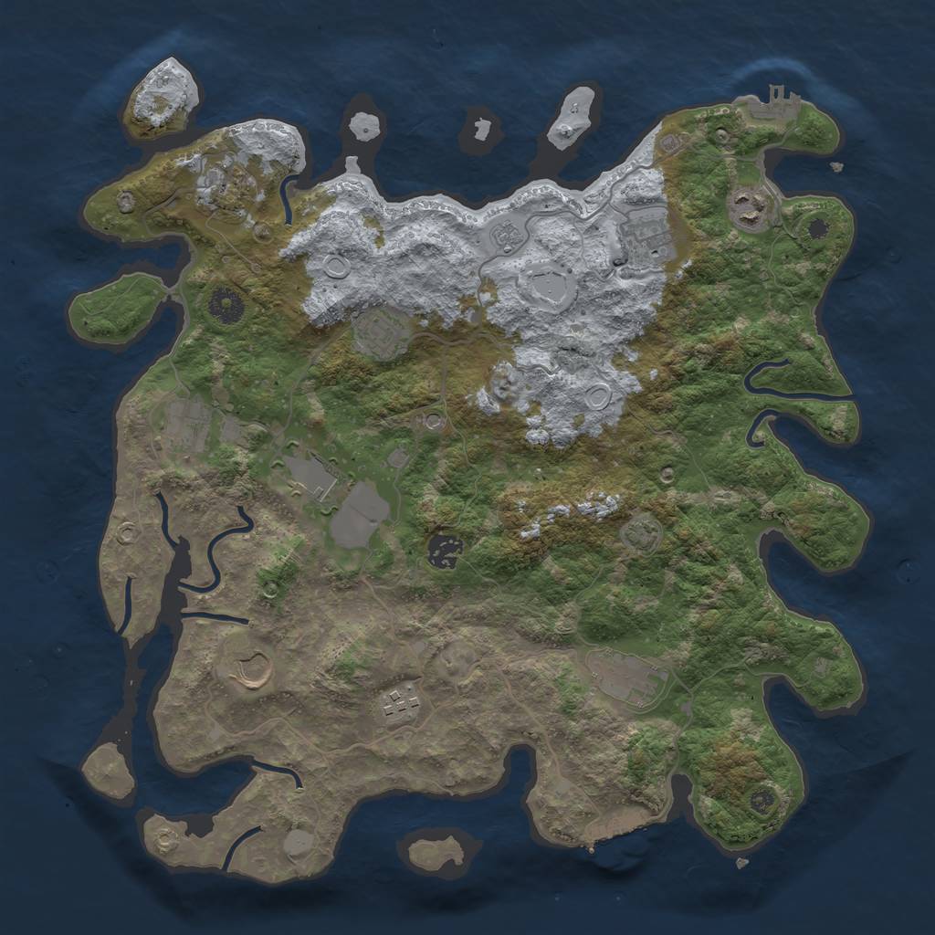 Rust Map: Procedural Map, Size: 3900, Seed: 23510502, 18 Monuments