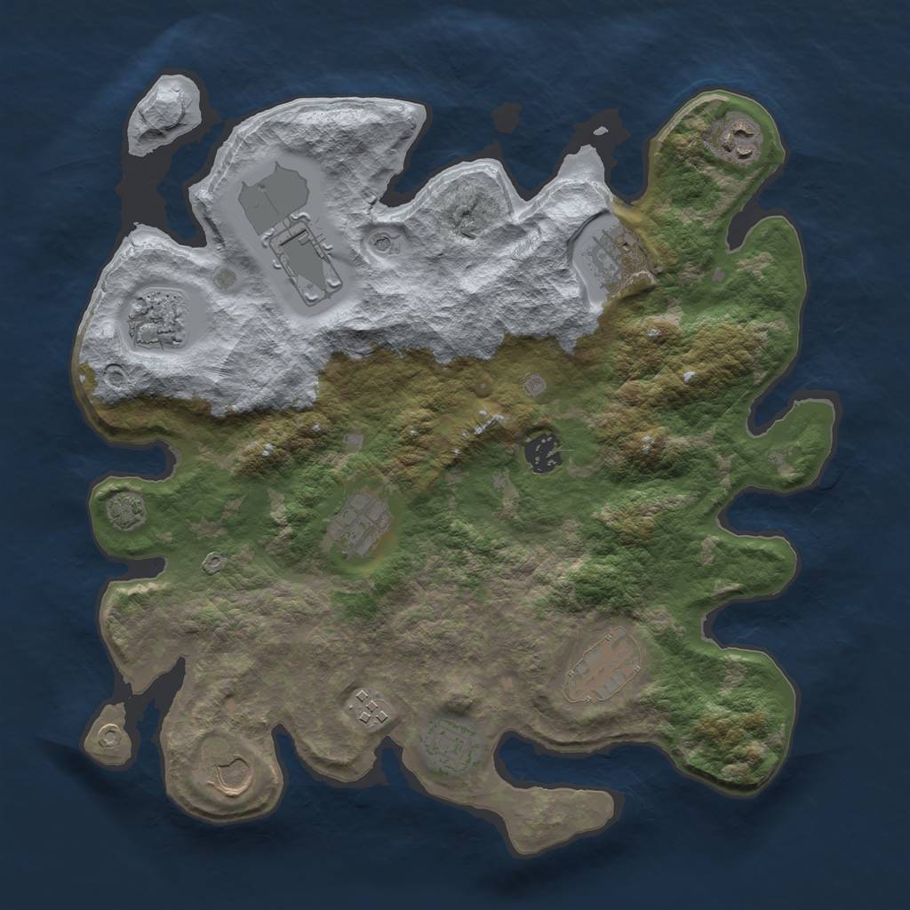 Rust Map: Barren, Size: 3550, Seed: 11138695, 14 Monuments