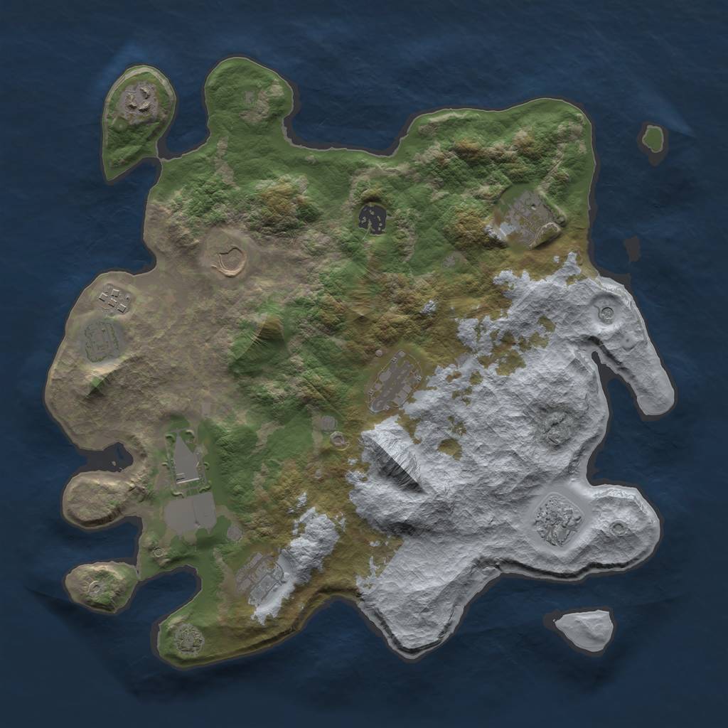 Rust Map: Barren, Size: 3750, Seed: 80288014, 14 Monuments