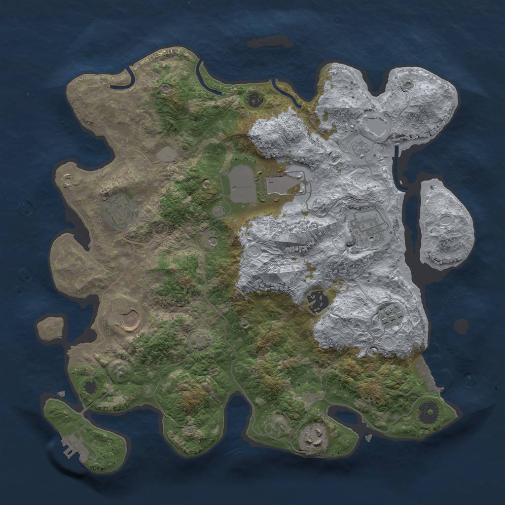 Rust Map: Procedural Map, Size: 3500, Seed: 827572150, 15 Monuments