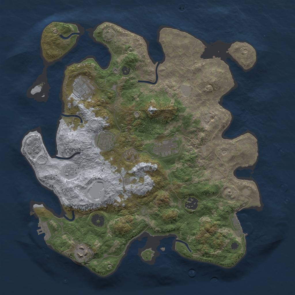 Rust Map: Procedural Map, Size: 3450, Seed: 78357125, 14 Monuments