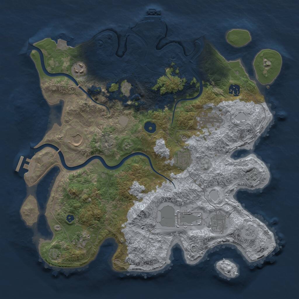 Rust Map: Procedural Map, Size: 3800, Seed: 83610420, 16 Monuments