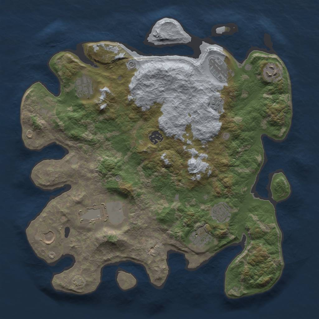 Rust Map: Barren, Size: 3700, Seed: 59173414, 13 Monuments