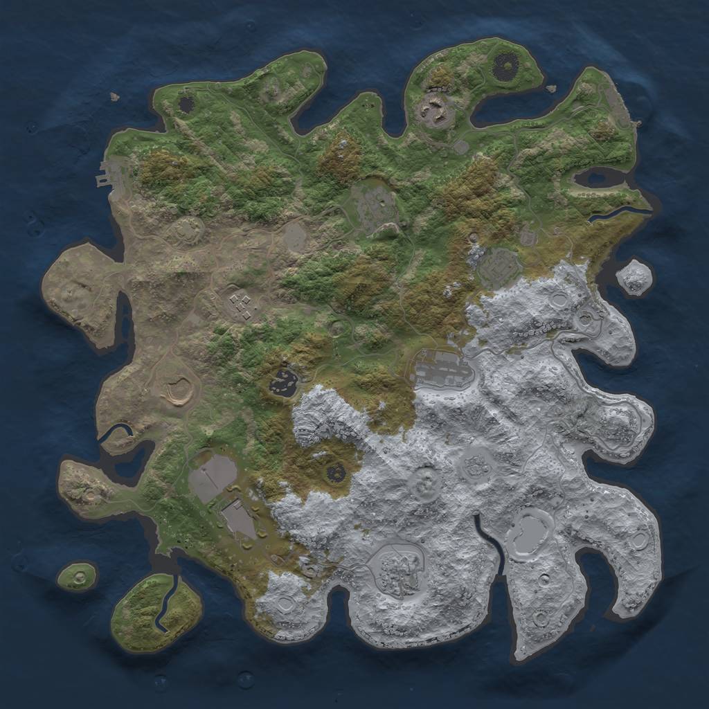 Rust Map: Procedural Map, Size: 3800, Seed: 10259886, 17 Monuments