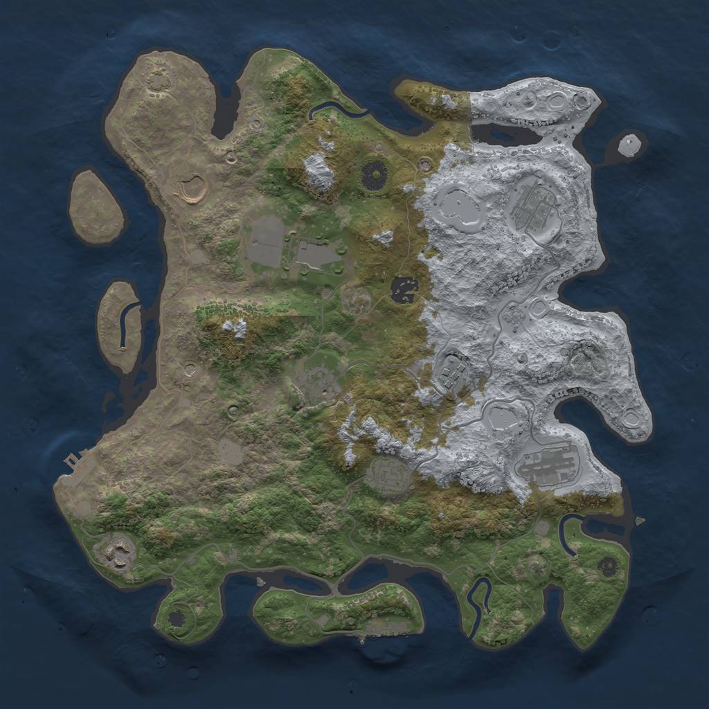 Rust Map: Procedural Map, Size: 3750, Seed: 71689183, 17 Monuments