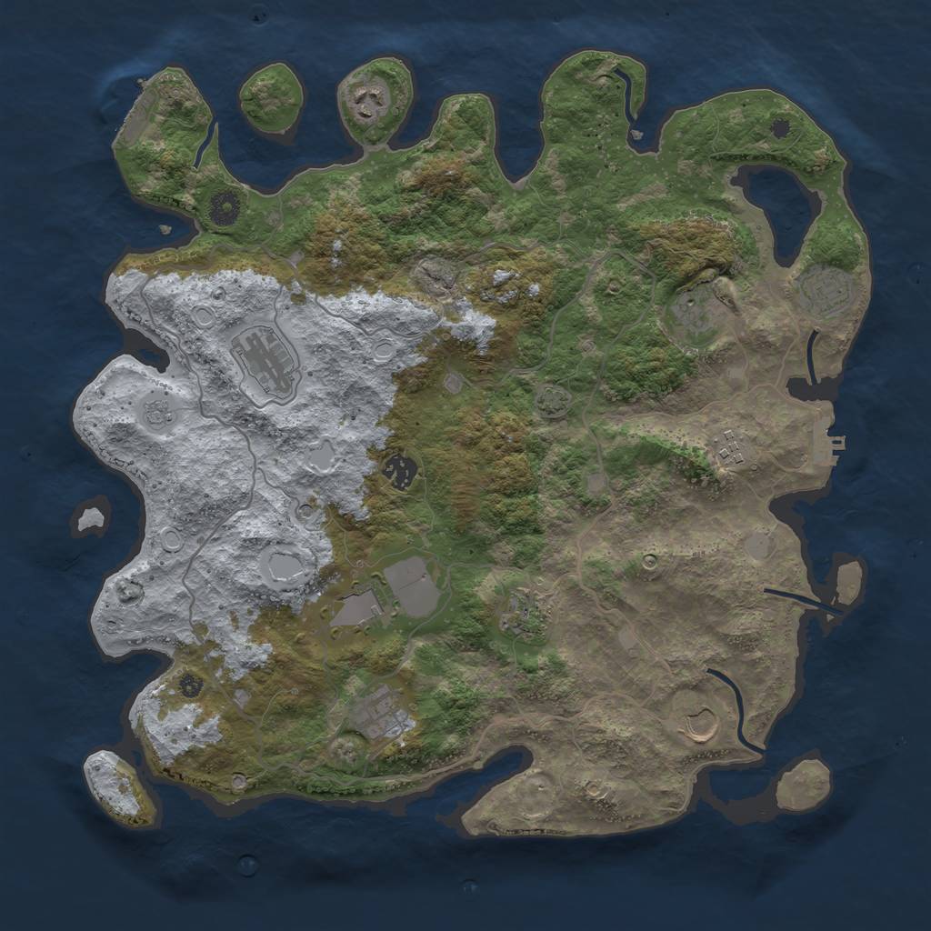 Rust Map: Procedural Map, Size: 4100, Seed: 22113819, 18 Monuments