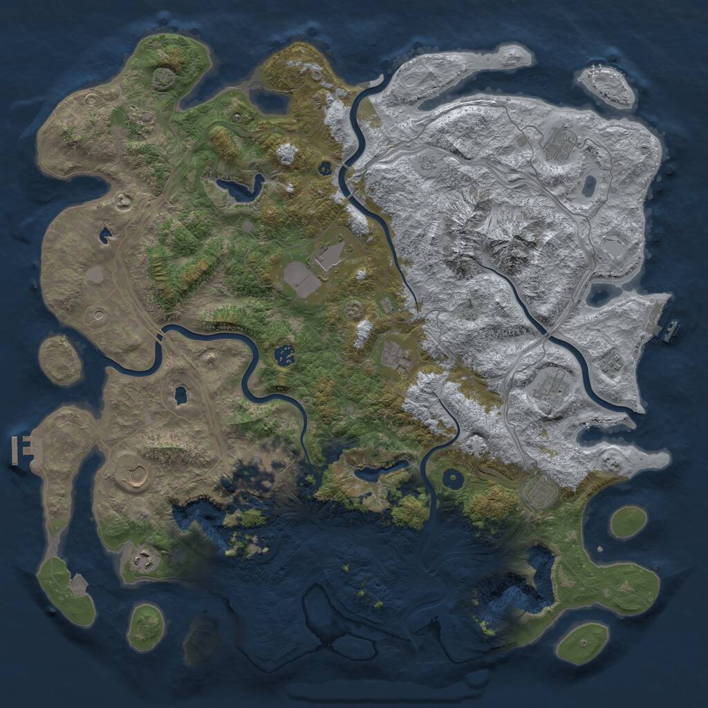 Rust Map: Procedural Map, Size: 5000, Seed: 1853647596, 17 Monuments